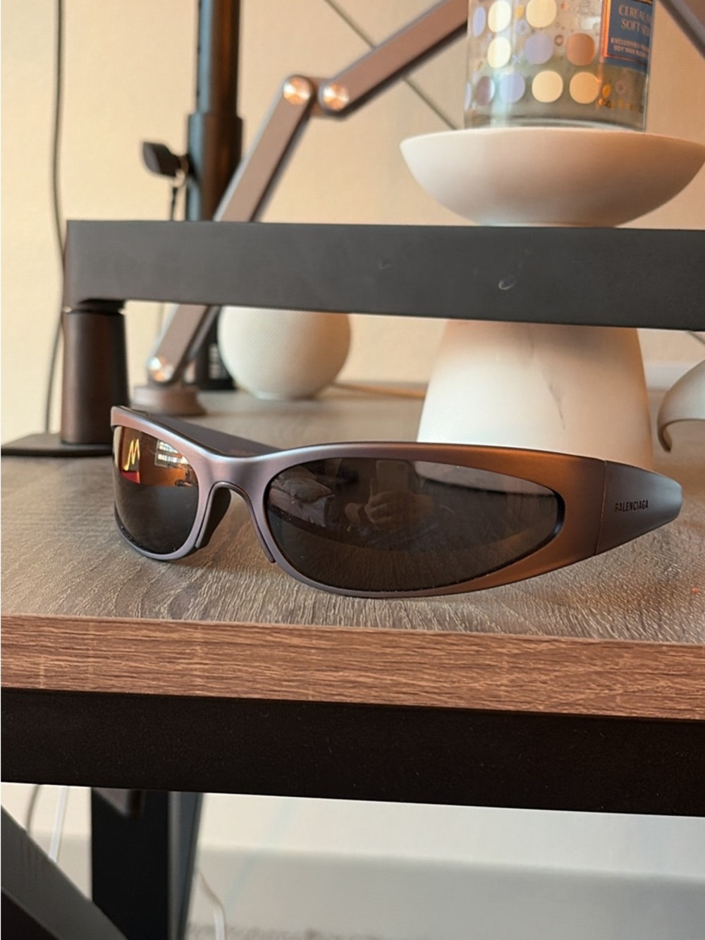 METAL Balenciaga GREY Tinted Wrap Sunglasses